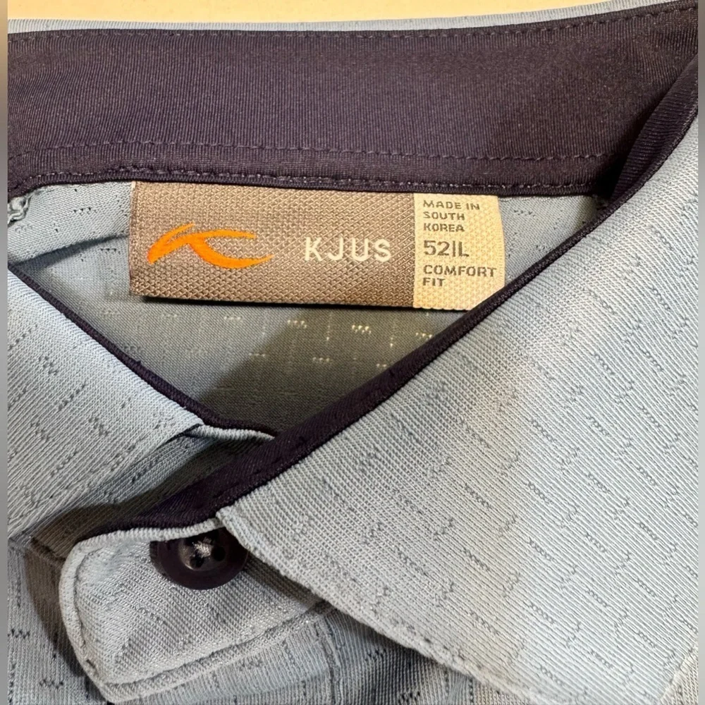KJUS Savin Structure Golf Polo Shirt Mens Size Large Blue Patriot Country Club - Picture 2 of 8